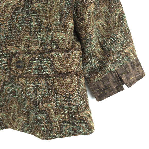 Vintage Twee Coldwater Creek Tweed Woven Art Tapestry Bolero Blazer Jacket 12 - Picture 13 of 16
